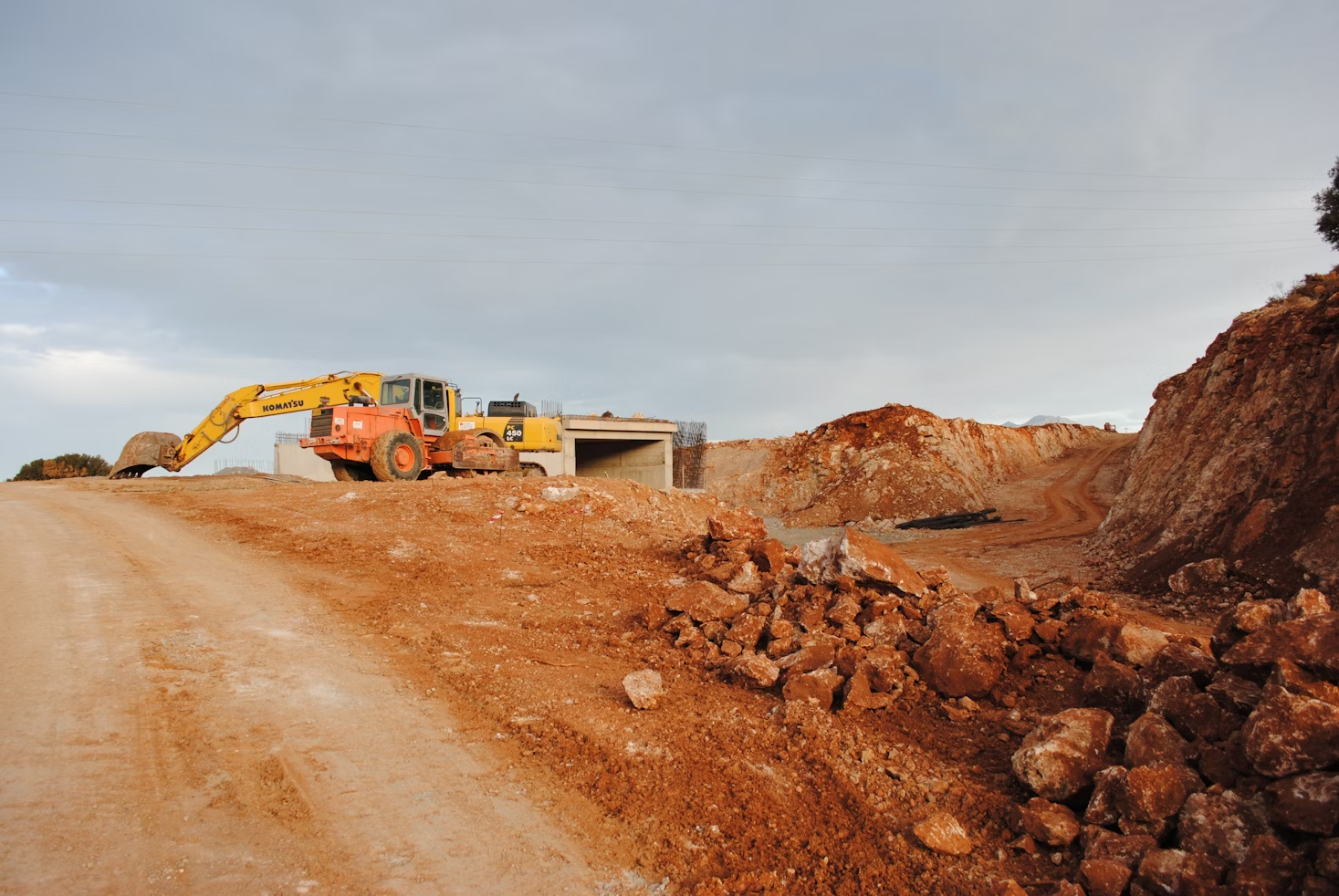Construction equipment at quarry